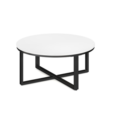 Kora 36'' Round Occasional Table with Black Metal Base - Cherry - Black – view 13