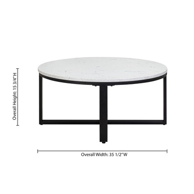Kora 36'' Round Occasional Table with Black Metal Base - Cherry - Black – view 14