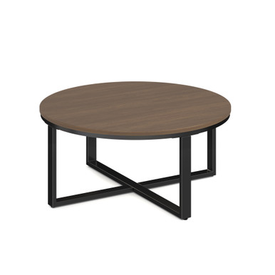 Kora 36'' Round Occasional Table with Black Metal Base - Cherry - Black – view 12