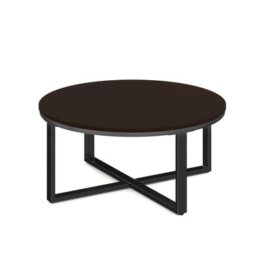 Kora 36'' Round Occasional Table with Black Metal Base - Cherry - Black – view 9