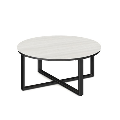 Kora 36'' Round Occasional Table with Black Metal Base - Cherry - Black – view 8