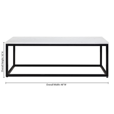 Lenox 24'' x 48'' Rectangular  Coffee Table with Black Metal Base - Espresso - Black – view 15