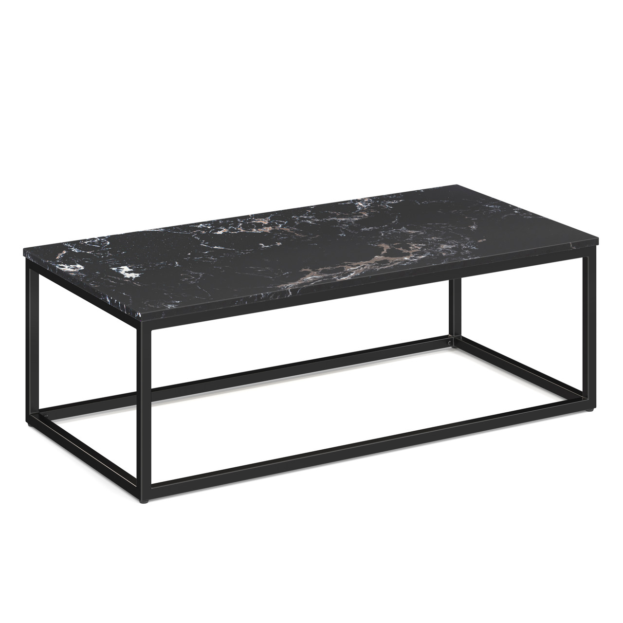 Lenox 24" x 48" Rectangular  Coffee Table with Black Metal Base