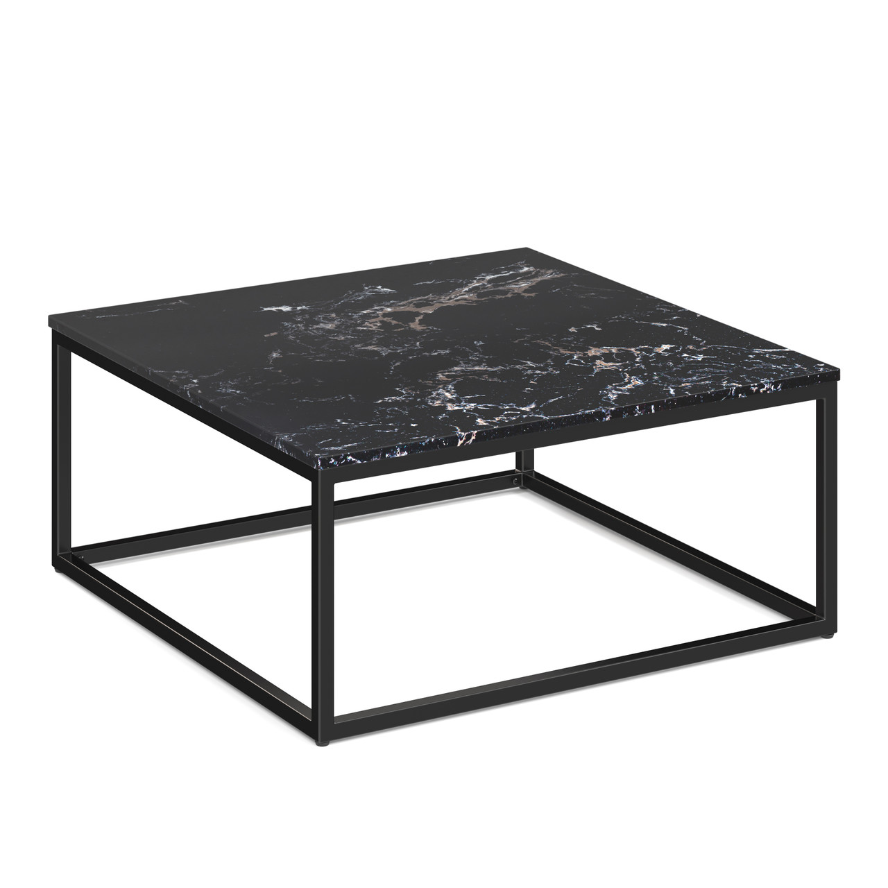 Lenox 36" Square Coffee Table with Black Metal Base