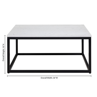 Lenox 36'' Square Coffee Table with Black Metal Base - Java - Black – view 11
