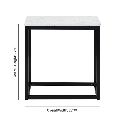 Lenox 22'' x 16'' Rectangular  Side Table with Black Metal Base - Coastal Gray - Black – view 13