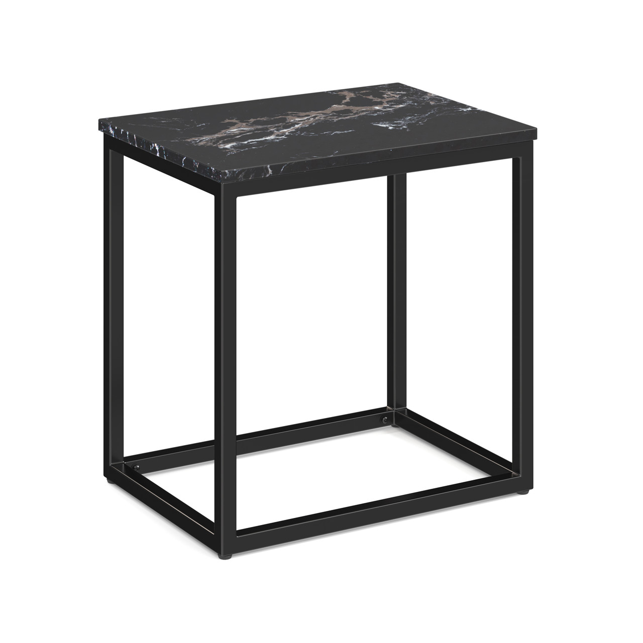 Lenox 22" x 16" Rectangular  Side Table with Black Metal Base