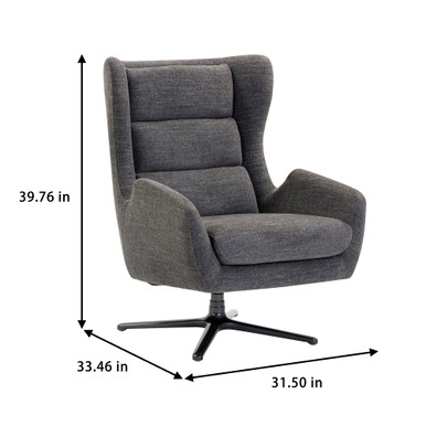 OfficeSource | Lincoln | High Back Upholstered Swivel Lounge Chair - Light Gray - Black – view 9