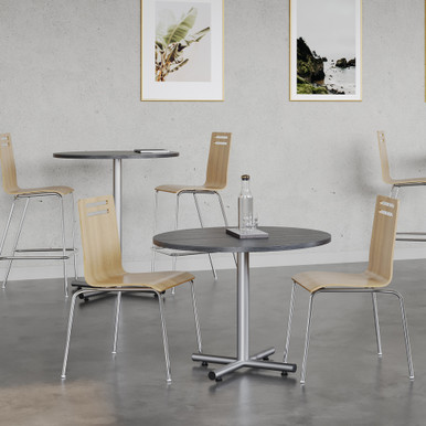 Rowan Square Bentwood Standard Height Café Chair - Set of 2 - White - Chrome – view 12