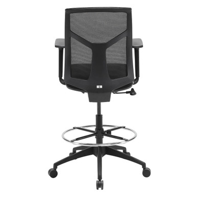 OfficeSource Starlight Mid Back Stool with Black Frame - Light Gray Fabric – view 10