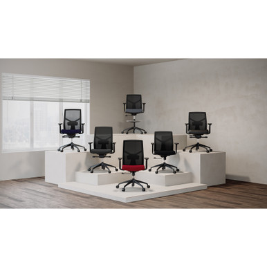 OfficeSource Starlight High Back Luxe Task Chair with Black Frame and Seat Slider - Black Fabric – view 17