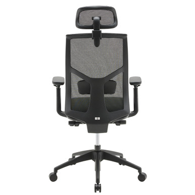 OfficeSource Starlight High Back Luxe Task Chair with Black Frame and Seat Slider - Black Fabric – view 12