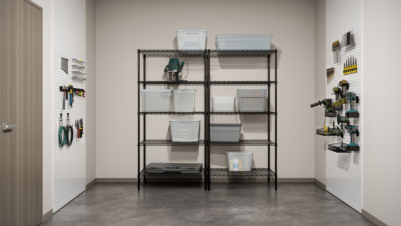 OfficeSource 5-Shelf 36"Wx24"Dx72"H Wire Rack