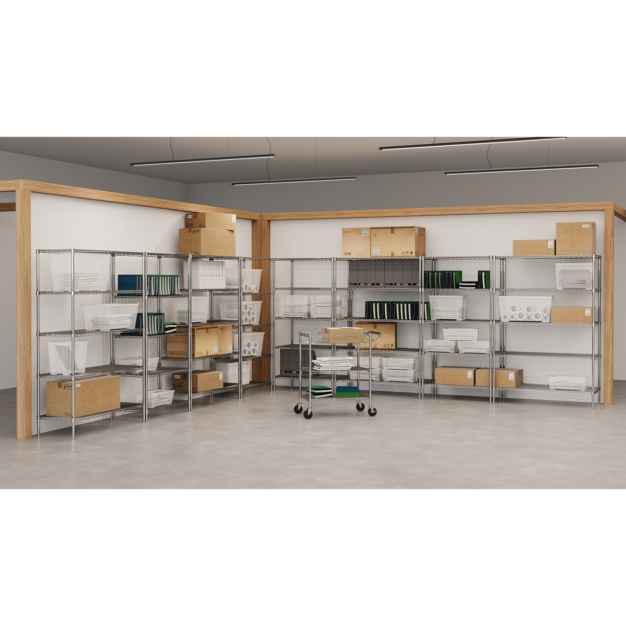 OfficeSource 5-Shelf 48"Wx24"Dx72"H Wire Rack