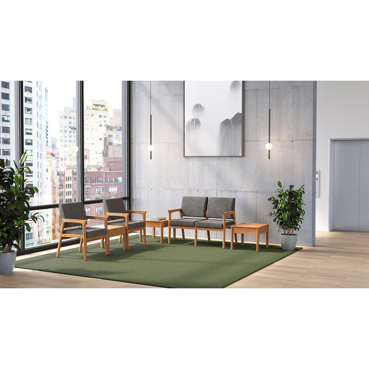 OfficeSource Aiden Reception Seating  Full Arms - Set of 2