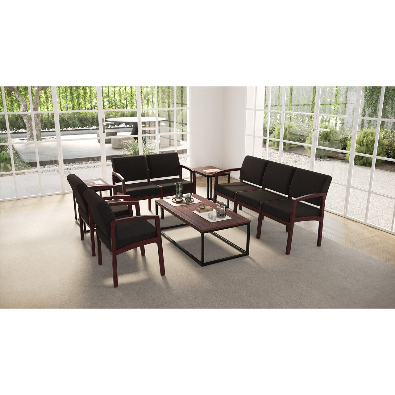 OfficeSource Baker Reception Seating Full Arms - Set of 2