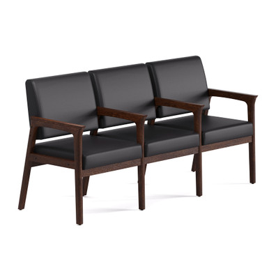 OfficeSource Aiden 3-Seater with Full Arm - Black Fabric - Mocha – view 10