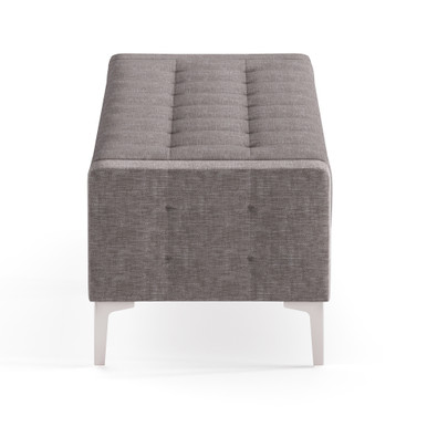 OfficeSource Draper Bench with Metal Legs - Light Gray Fabric - Silver – view 10