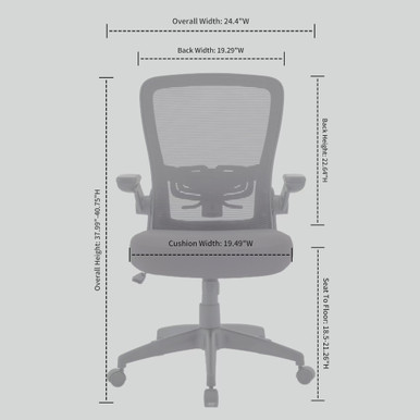 OfficeSource | Finn | Flip Arm Mesh Back Task Chair with Black Frame - Black Fabric – view 10