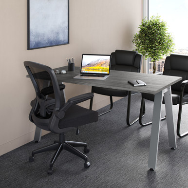 OfficeSource | Finn | Flip Arm Mesh Back Task Chair with Black Frame - Black Fabric – view 12