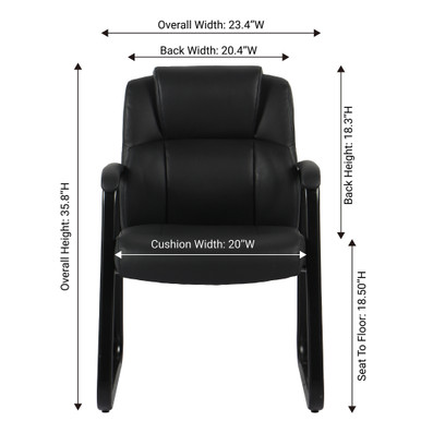 OfficeSource Brady Executive Guest Chair with Sled Base - Black PU Leather – view 9
