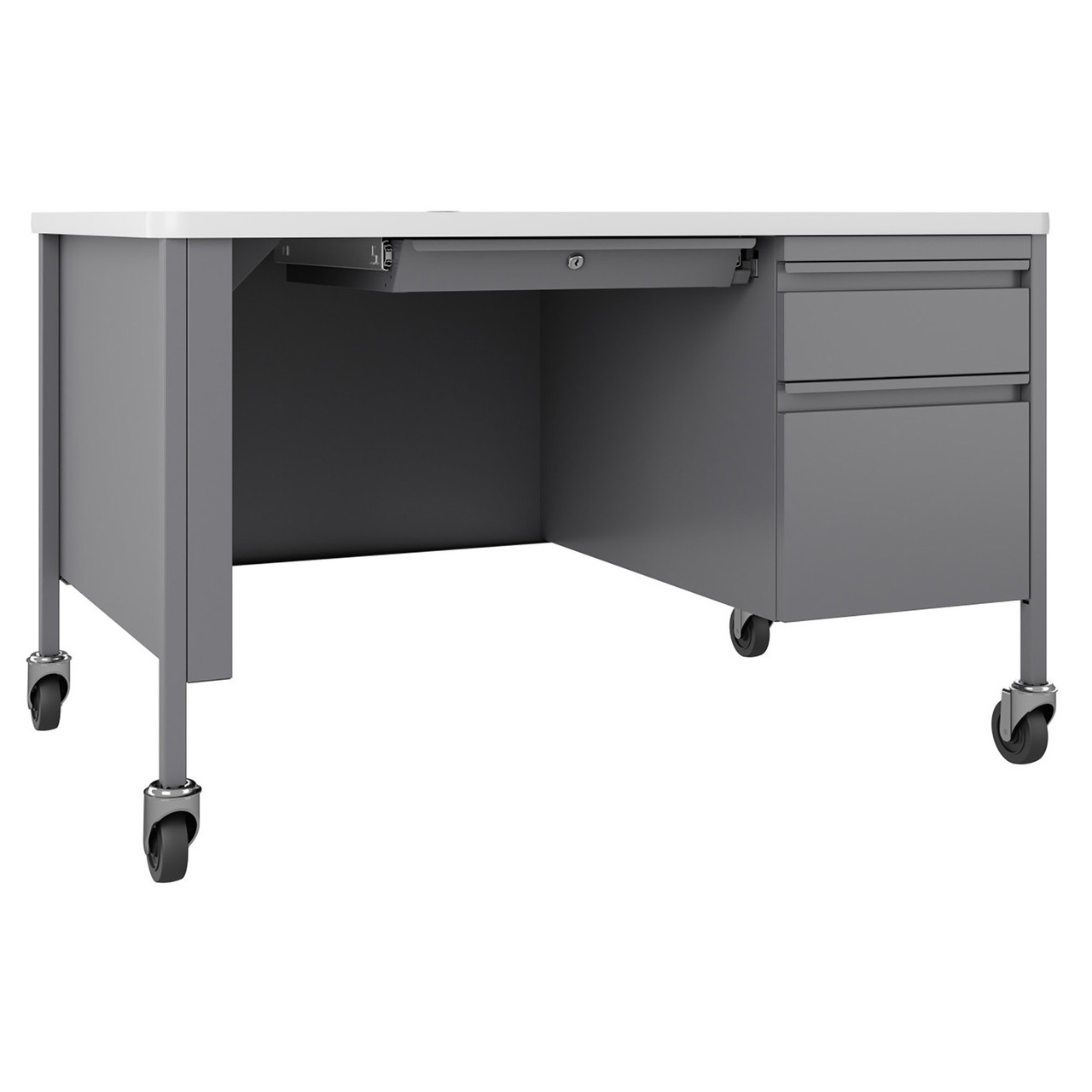 OfficeSource | Whitley | 48"W Mobile Double Pedestal Teacher's Desk
