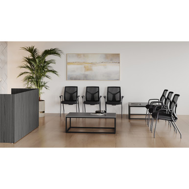 OfficeSource Starlight Executive Guest Chair with Black Frame - Light Gray Fabric – view 17