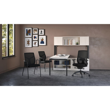 OfficeSource Starlight Executive Guest Chair with Black Frame - Light Gray Fabric – view 16
