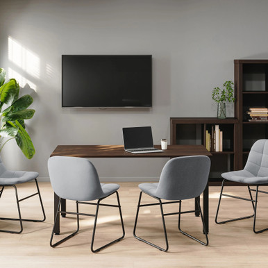 OfficeSource | Jaden | Fabric Guest Chair with Black Sled Base (Set of 2) - Lt Gray - Black – view 14
