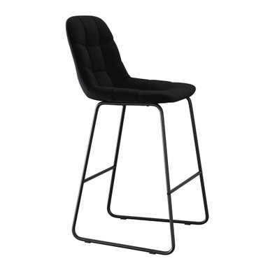 OfficeSource | Jaden | Café Height Fabric Stool with Black Sled Base (Set of 2) - Black - Black – view 11
