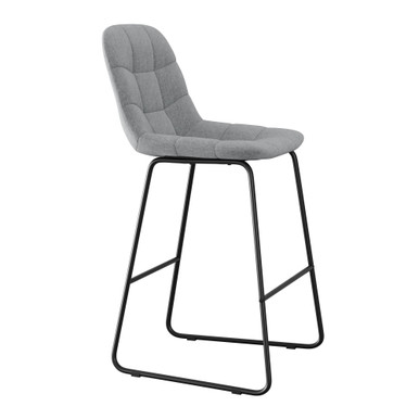 OfficeSource | Jaden | Café Height Fabric Stool with Black Sled Base (Set of 2) - Black - Black – view 10