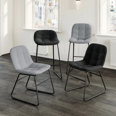 OfficeSource | Jaden | Café Height Fabric Stool with Black Sled Base (Set of 2) - Black - Black – view 13