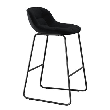 OfficeSource | Jaden | Low Back Café Height Fabric Stool with Black Sled Base (Set of 2) - Lt Gray - Black – view 11