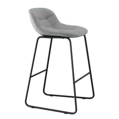 OfficeSource | Jaden | Low Back Café Height Fabric Stool with Black Sled Base (Set of 2) - Lt Gray - Black – view 10