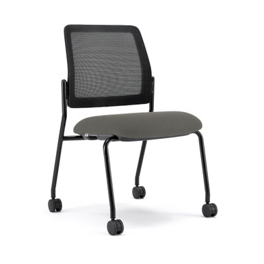 Starlight Armless Stacking Chair - Red Fabric - Black – view 21