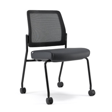 Starlight Armless Stacking Chair - Red Fabric - Black – view 32