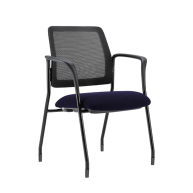 Starlight Stacking Chair with Arms - Red Fabric - Black – view 11