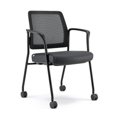 Starlight Stacking Chair with Arms - Red Fabric - Black – view 12