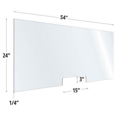 OfficeSource SafeGuard Barrier Collection Clear Acrylic Screen with Transaction Cutout - 54''W x 24''H