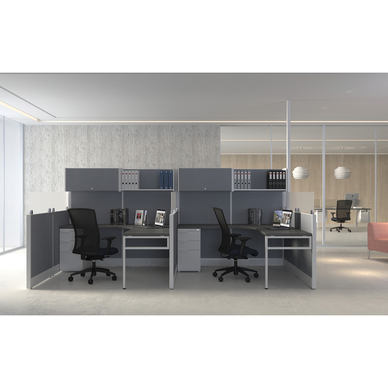 OfficeSource Fuse Collection Tempered Frosted Glass Screen with Brackets - 24" x 12"