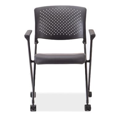OfficeSource | Julep | Nesting Chair with Arms and Casters, Black Frame - Black Antimicrobial Vinyl Seat - Black – view 10