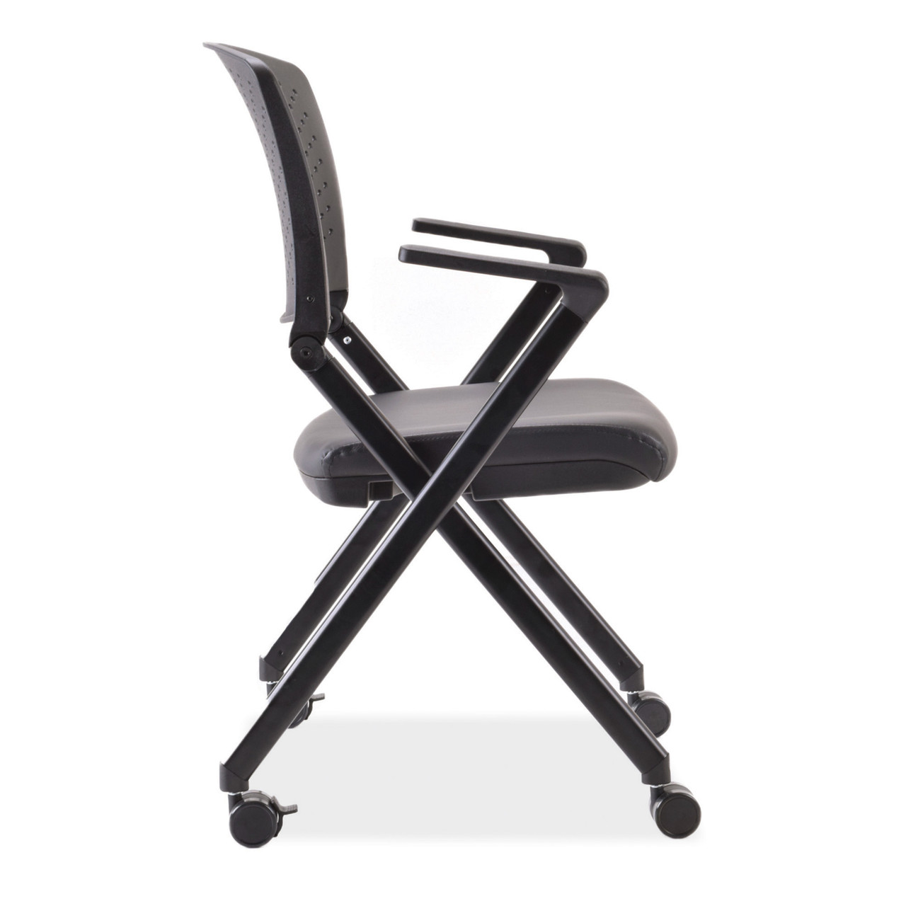 OfficeSource | Julep | Nesting Chair with Arms and Casters, Black Frame