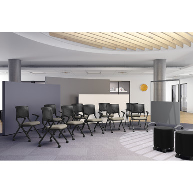 OfficeSource | Julep | Nesting Chair with Arms and Casters, Black Frame - Black Antimicrobial Vinyl Seat - Black – view 13