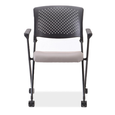 OfficeSource | Julep | Nesting Chair with Arms and Casters, Black Frame - Black Antimicrobial Vinyl Seat - Black – view 11