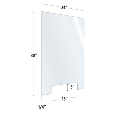 OfficeSource SafeGuard Barrier Collection Clear Acrylic Screen with Transaction Cutout - 24''W x 30''H