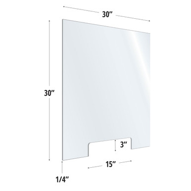 OfficeSource SafeGuard Barrier Collection Clear Acrylic Screen with Transaction Cutout - 30''W x 30''H