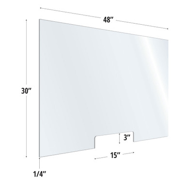 OfficeSource SafeGuard Barrier Collection Clear Acrylic Screen with Transaction Cutout - 48''W x 30''H