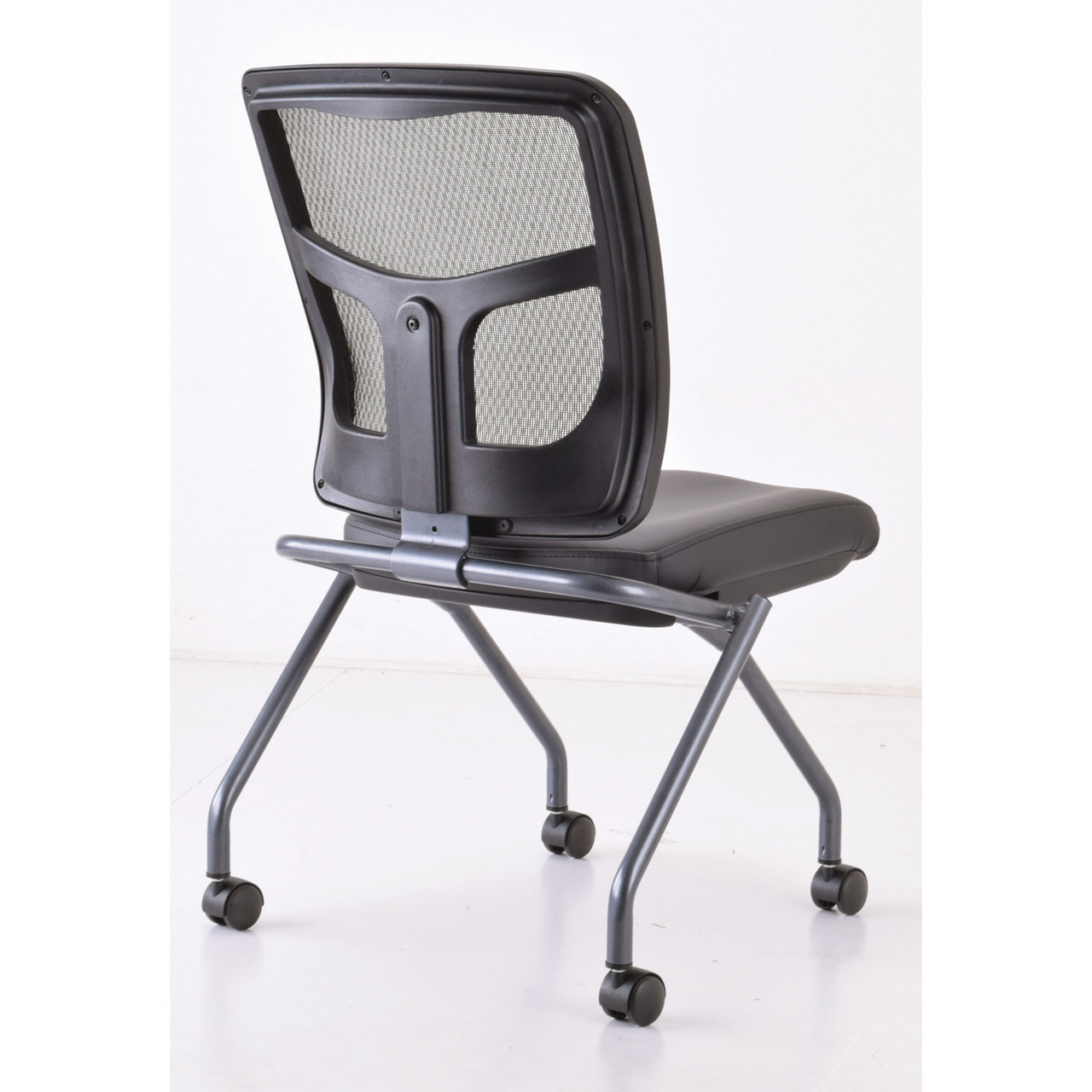 OfficeSource CoolMesh Collection Armless Nesting Chair with Titanium Gray Frame