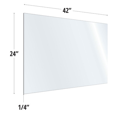 OfficeSource SafeGuard Barrier Collection Clear Acrylic Screen with Square Edges - 42''W x 24''H
