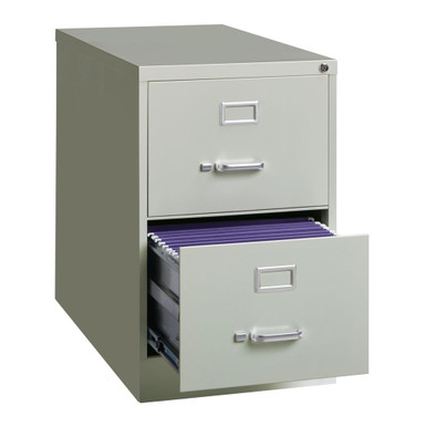 OfficeSource Steel Vertical File Collection 2 Drawer Vertical File Cabinet, 26.5'' Deep, Letter - Light Gray – view 10